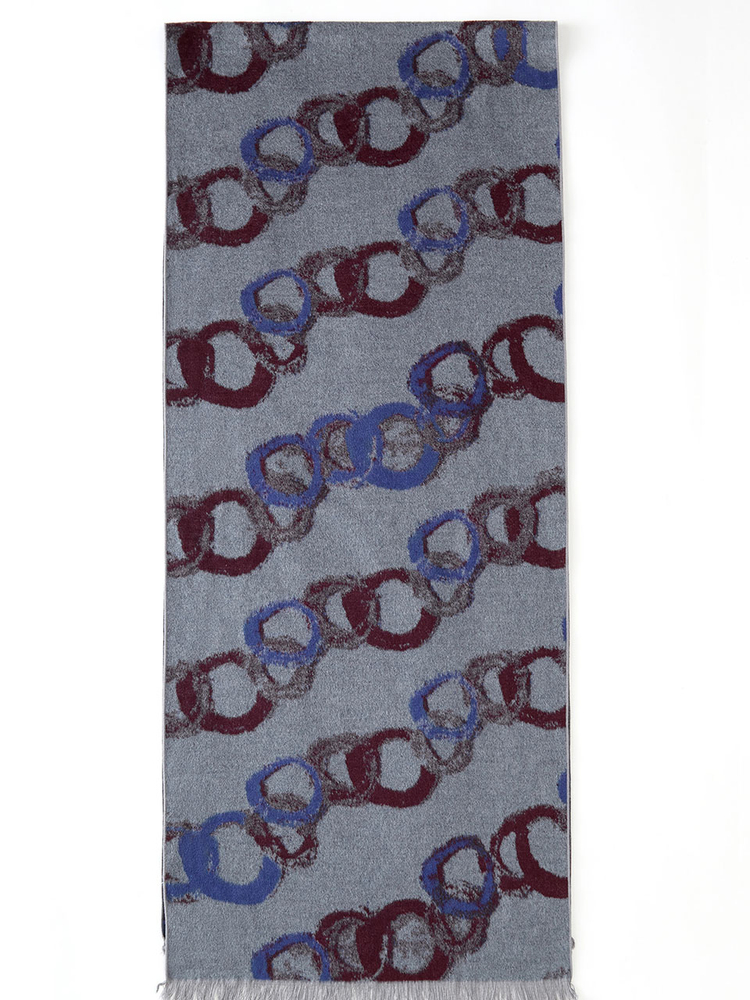 INSUN恩裳2024冬季时尚几何印花真丝丝巾9C34590030