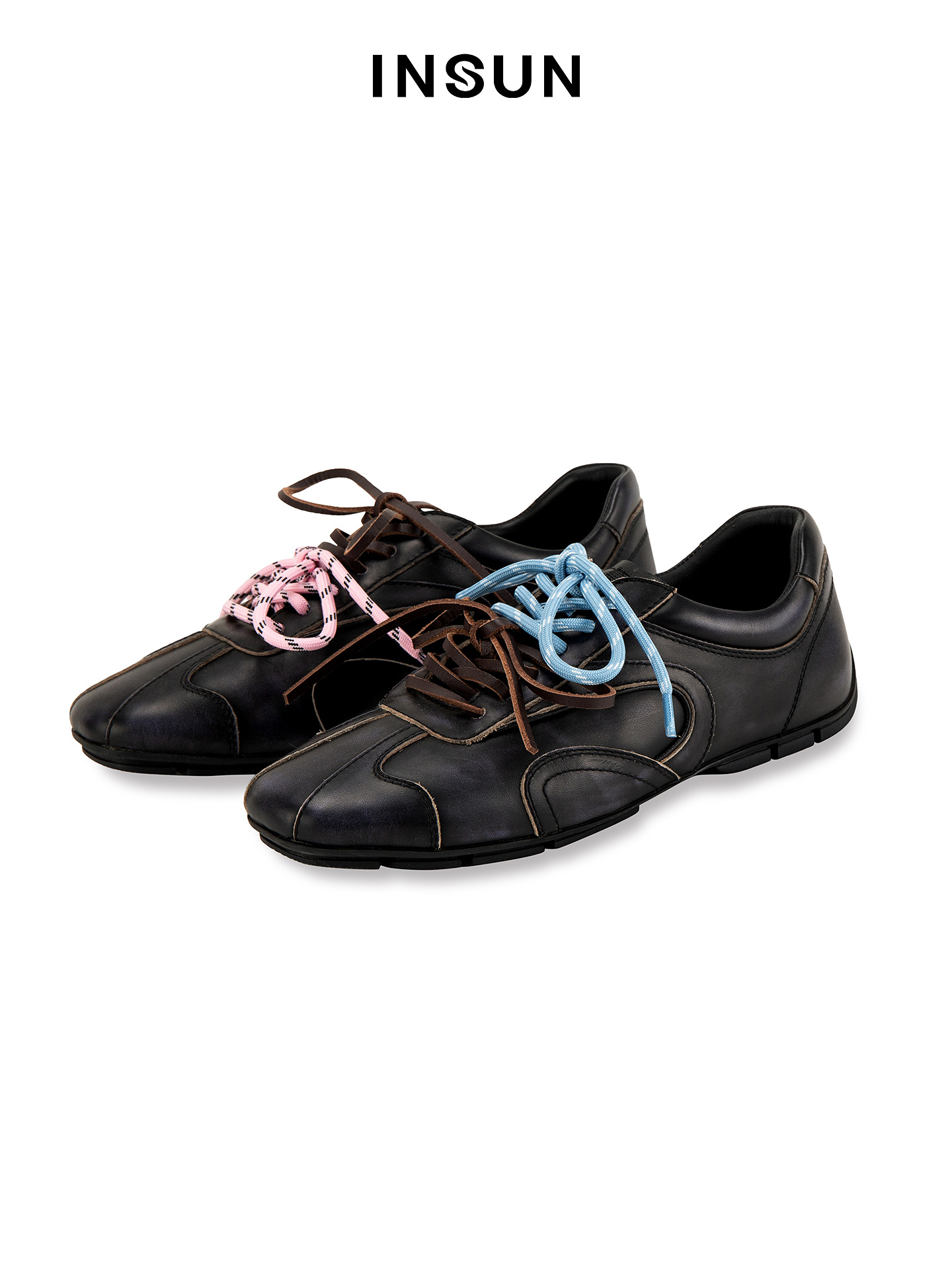 INSUN恩裳2026春季复古牛皮革德训鞋9C36192010