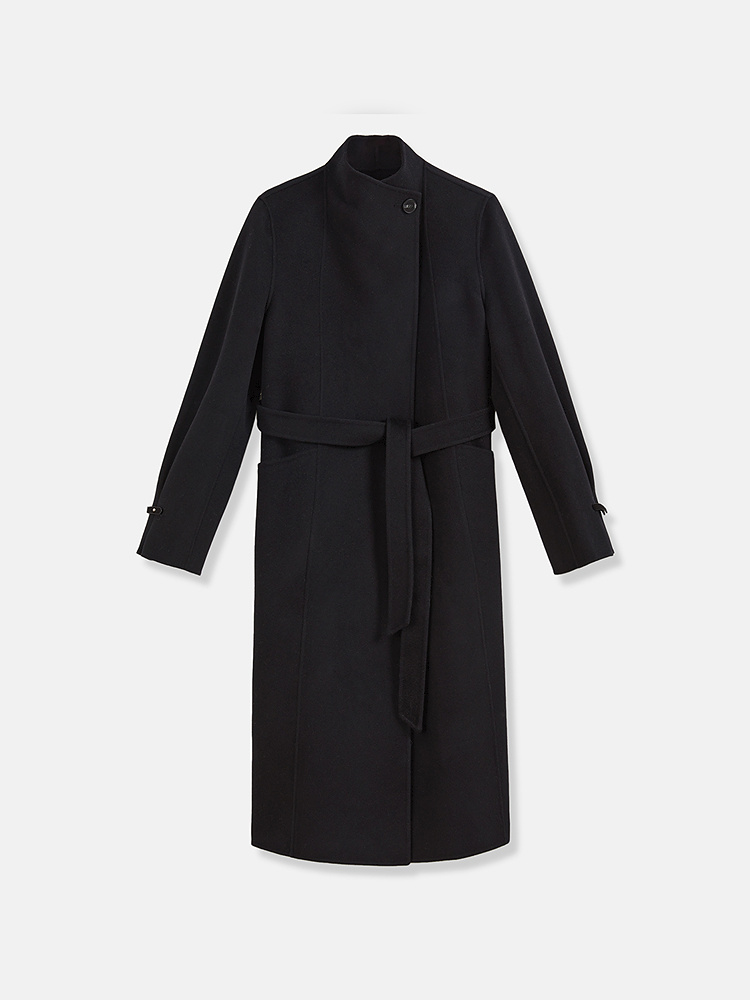 YINER音儿专选2025冬季新款立领翻领可切羊毛羊绒混纺双面呢大衣