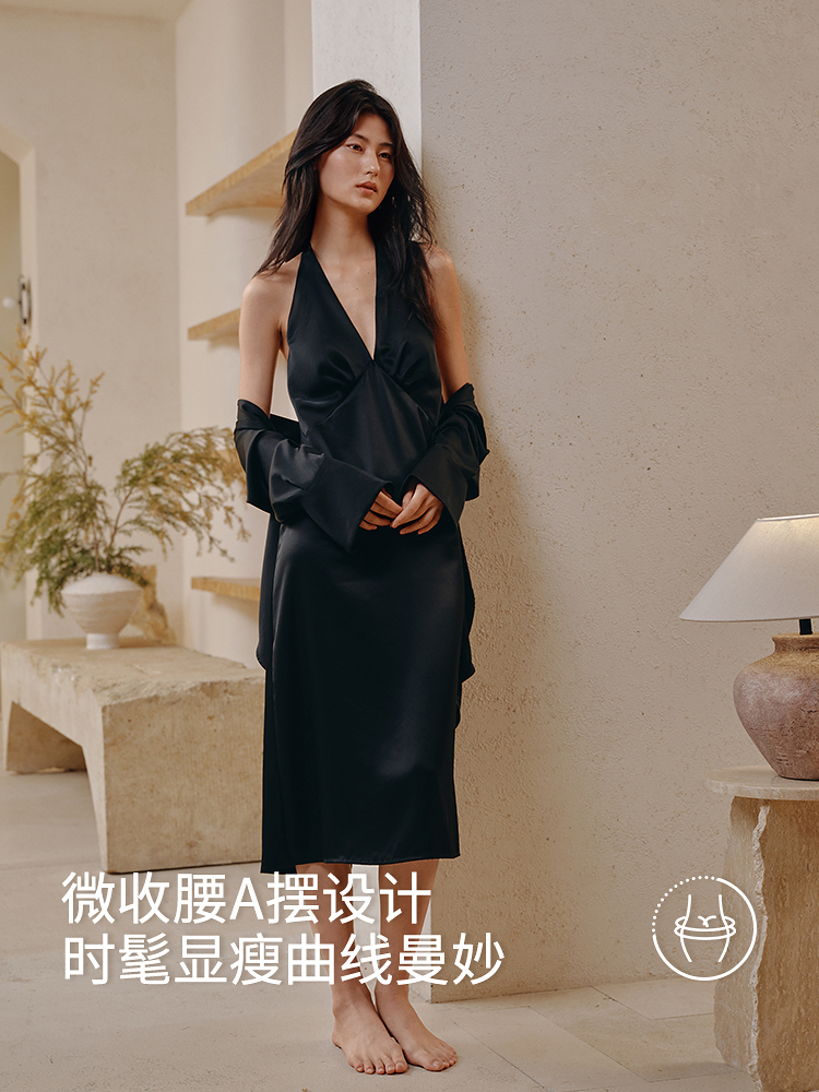 醋酸带杯女士挂脖睡裙8J35227110