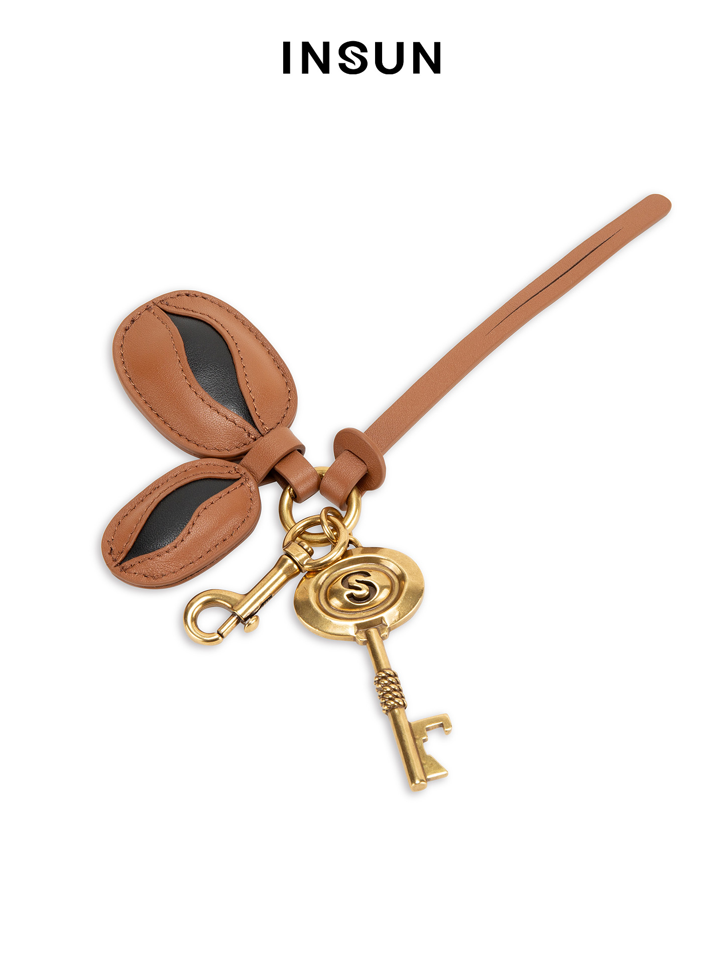 INSUN恩裳2026春复古皮革包挂件9C36199020
