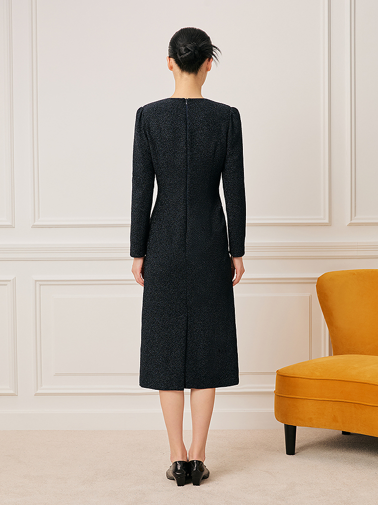 Song of Song歌中歌2026春季V领抽褶修身高端通勤连衣裙5C66105180