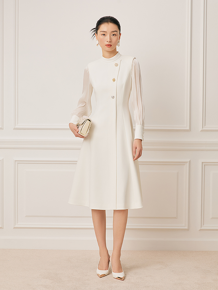 Song of Song歌中歌2026春季优雅白钉珠装饰连衣裙5C66105160