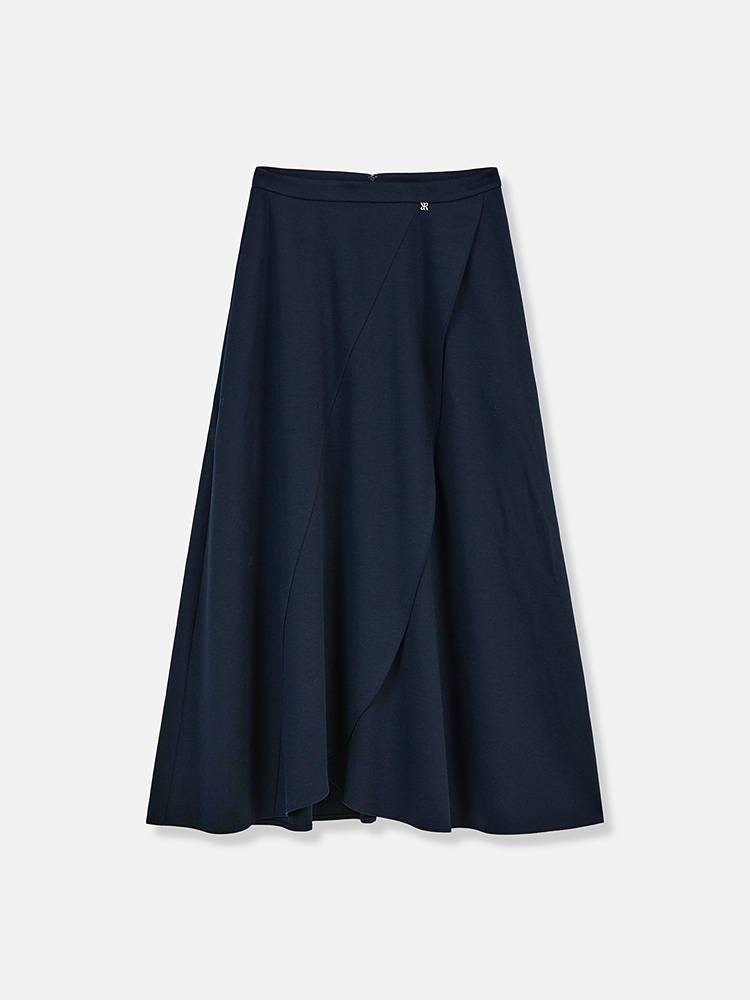 YINER音儿2026春季新款时尚莱赛尔羊毛混纺不规则波浪边A型半身裙8C36150330