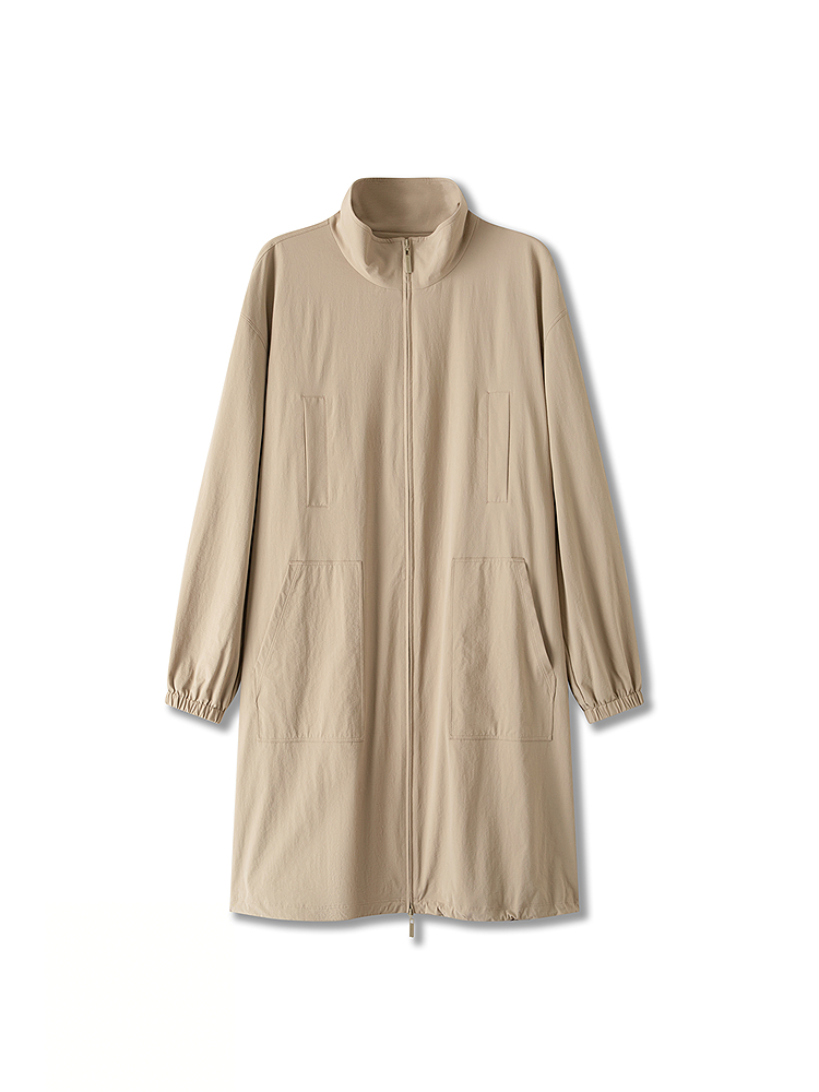 XII BASKET十二篮26春新立领H型中长款风衣防水耐磨复古通勤外套7C36107370