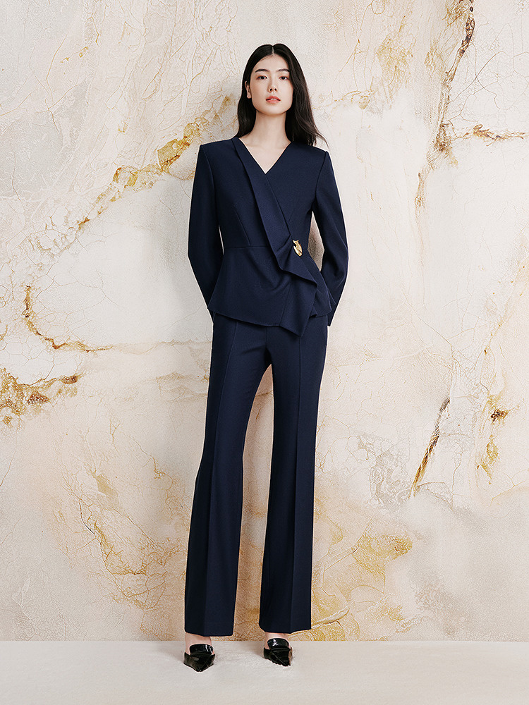 OBBLIGATO奥丽嘉朵2026秋冬季新款100%绵羊毛高腰显瘦微喇女长裤1C66520060