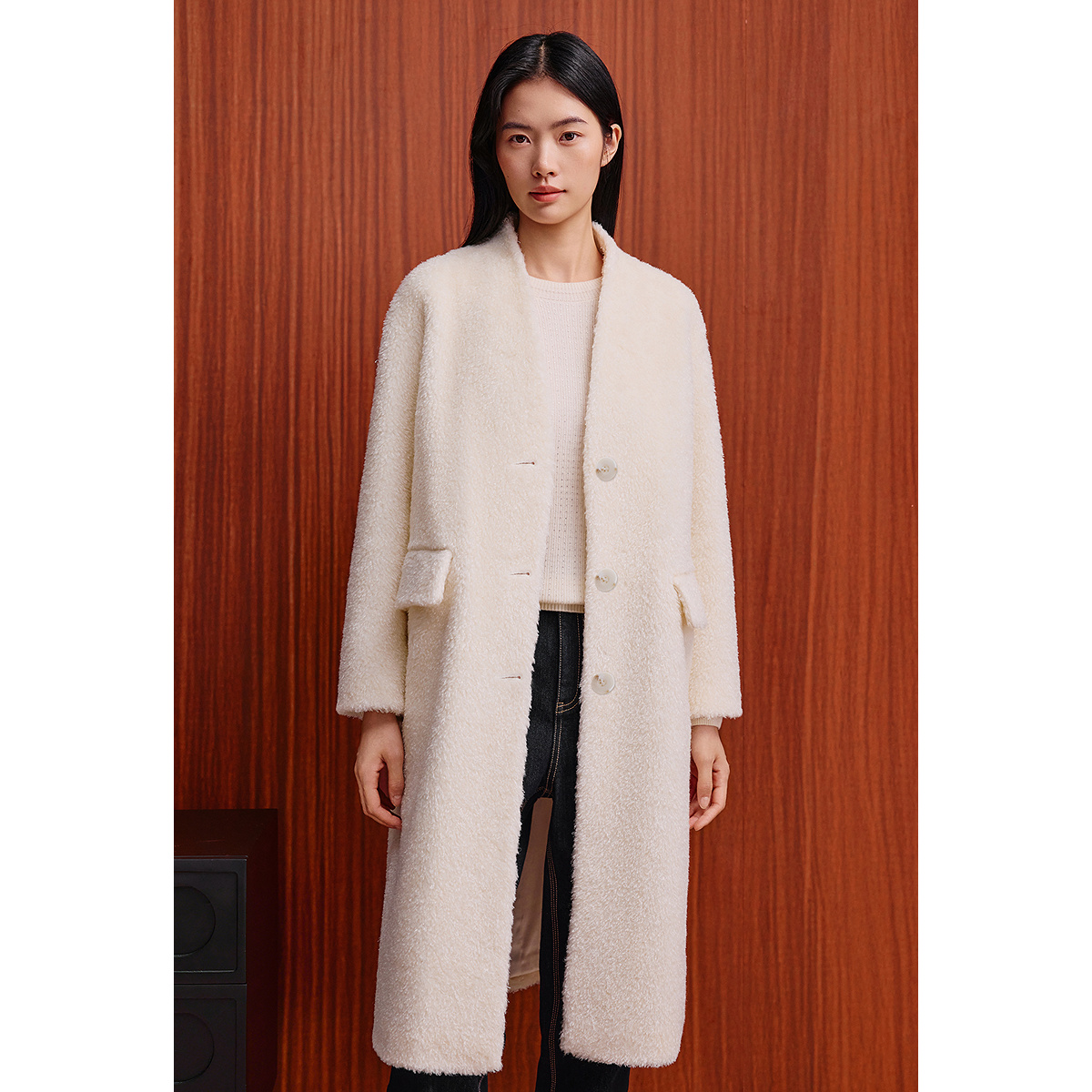 OBBLIGATO奥丽嘉朵2025冬季新款真丝里布意大利进口羊毛廓形大衣1C35580180