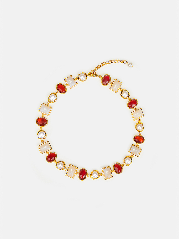 Song of Song歌中歌2024冬季金色红玛瑙点缀项链5C34596010