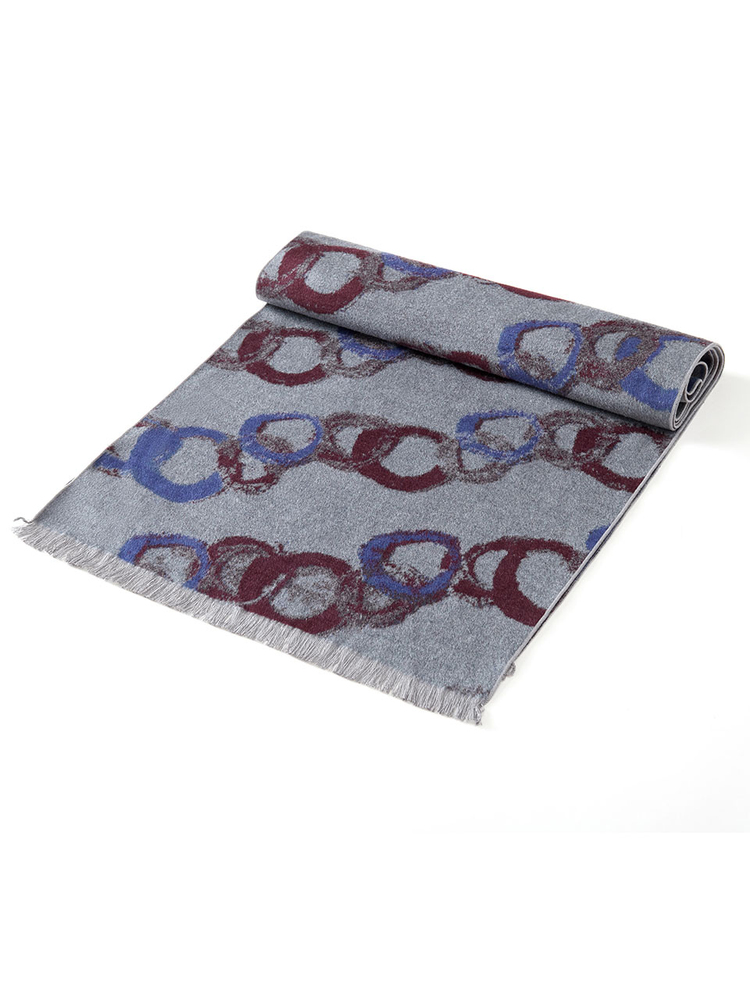 INSUN恩裳2024冬季时尚几何印花真丝丝巾9C34590030