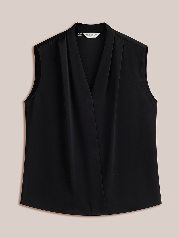 OBBLIGATO奥丽嘉朵2026秋季新款进口三醋酸通勤v领无袖内搭女上衣1C36370200