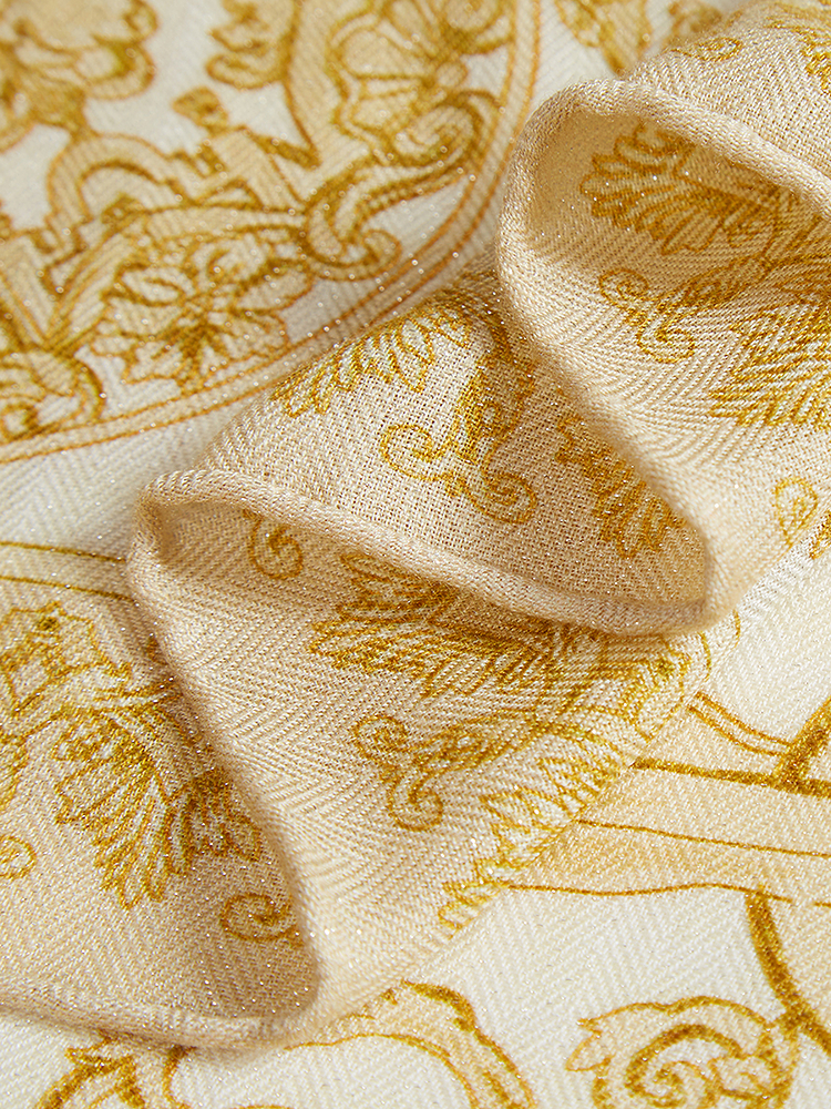 Song of Song歌中歌2024冬季浅卡其真丝羊毛围巾5C34590010