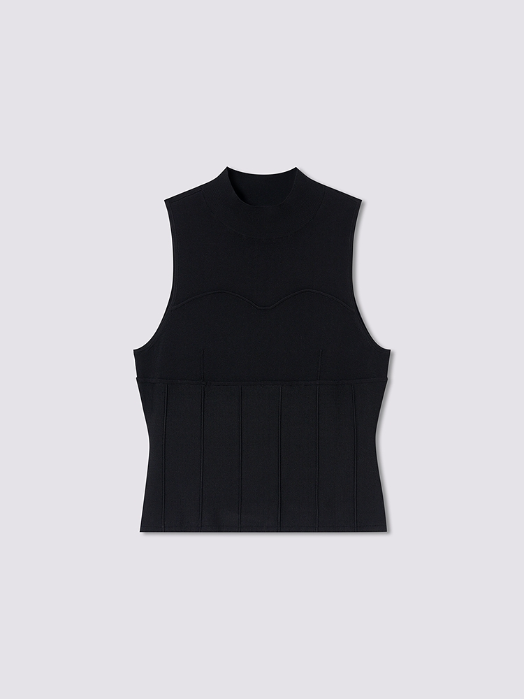 SALT.P可颜 2026夏季新款小高领收腰无袖毛衫背心AC36206200