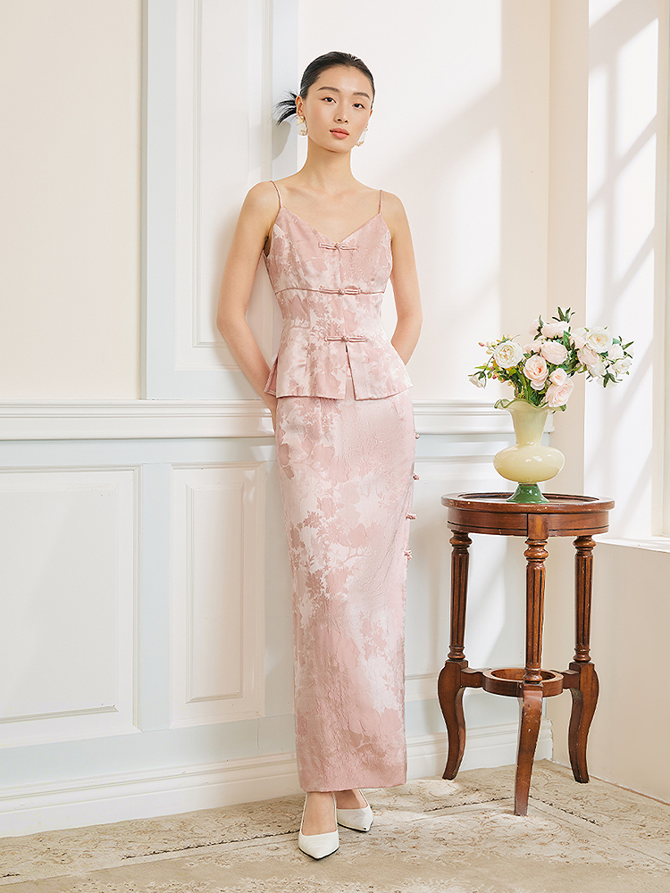 Song of Song歌中歌2026春季新品豆沙粉新中式提花吊带背心5C36104030