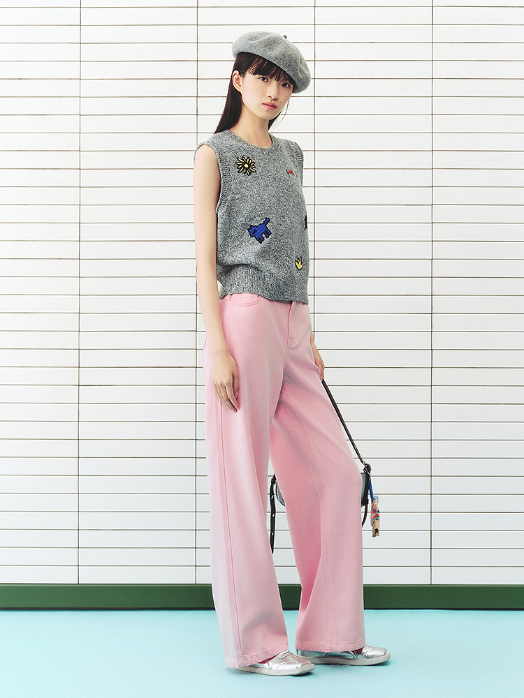 ToyzY2026春季新款趣味绣花无袖宽肩背心ZC36104840