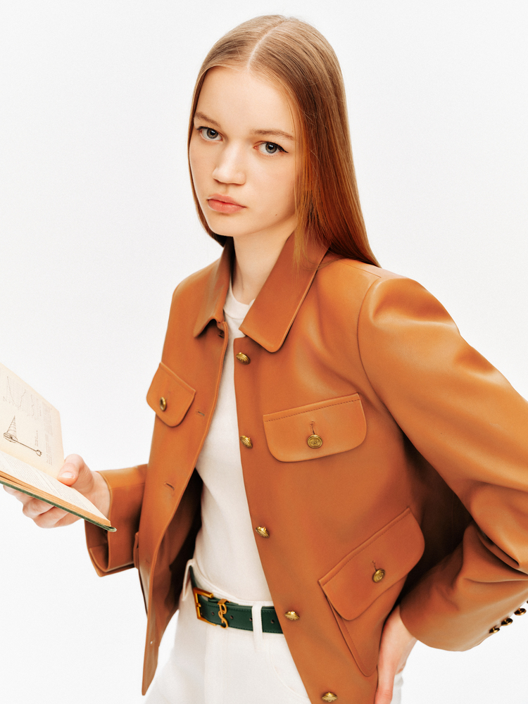 PSALTER诗篇 时尚翻领100%头层绵羊皮皮衣6C34309010