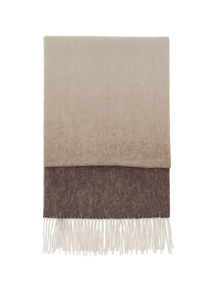 INSUN恩裳商场同款冬季时尚拼色设计羊毛羊绒混纺保暖气质围巾9C32590070