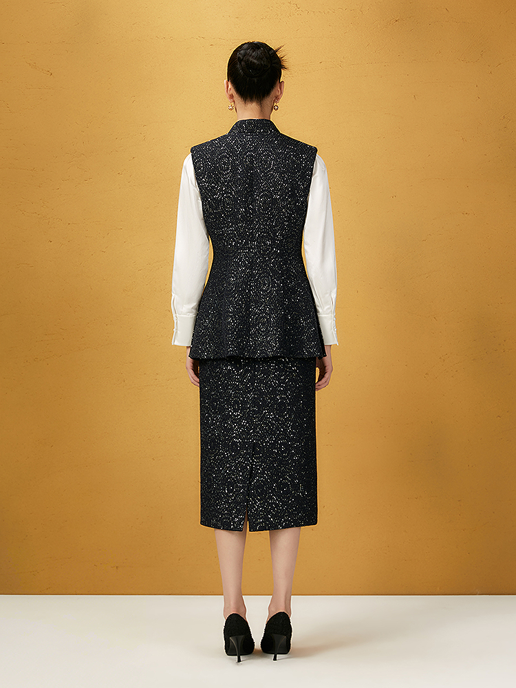 Song of Song歌中歌2025冬季新品墨韵流光·新中式珠片绣花马甲5C35501020