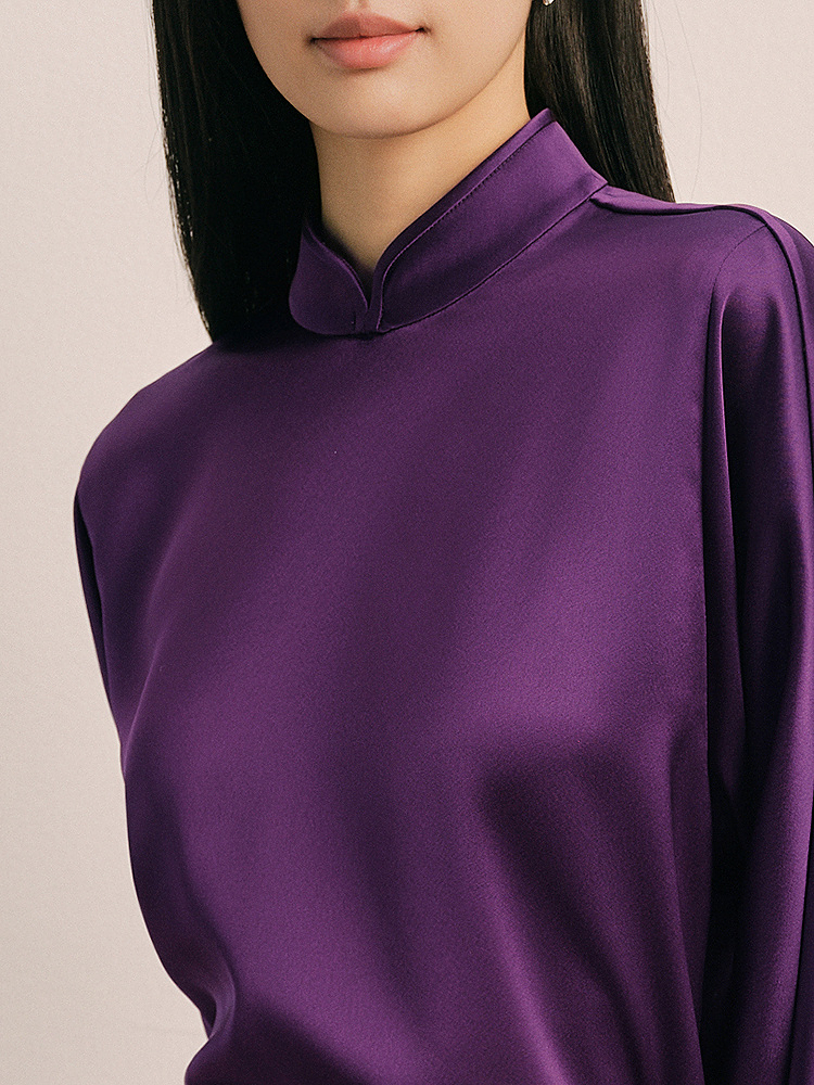 OBBLIGATO奥丽嘉朵2025春季金标夜光紫雅致新中式立领单上衣1C35170200