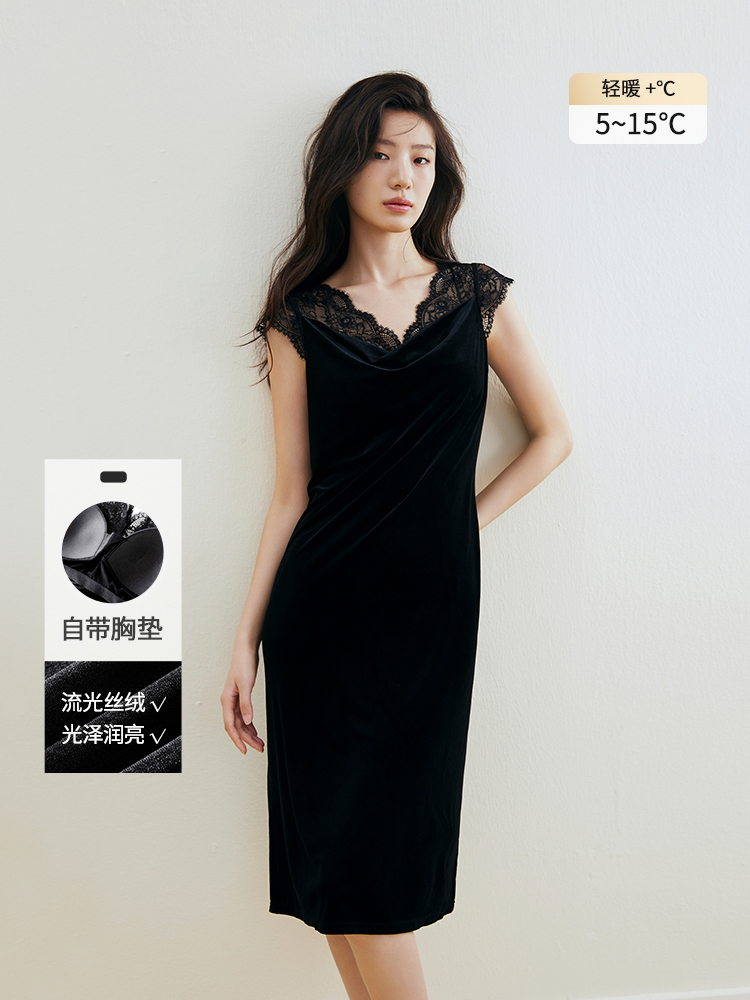 性感优雅带杯丝绒裙8J34527030