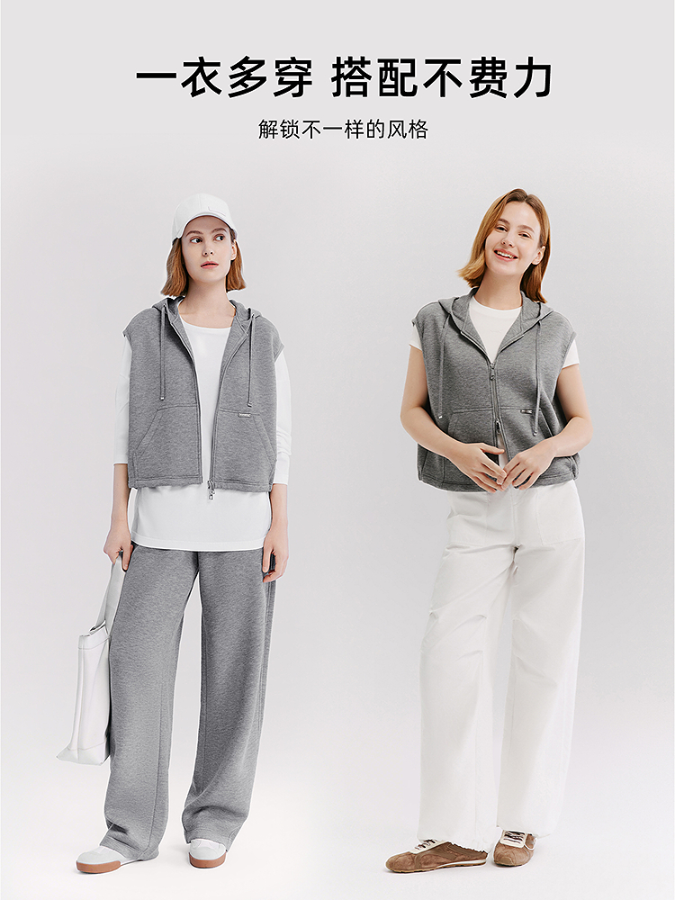 XII BASKET十二篮26春新款连帽无袖拉链卫衣马夹休闲廓形时尚外套7C36101450