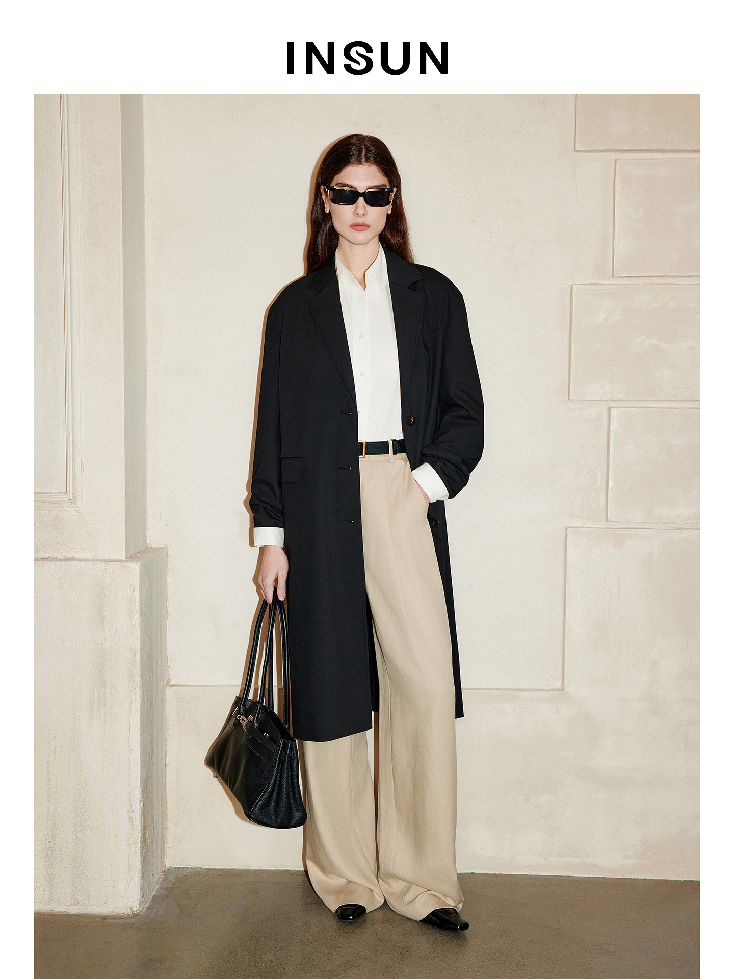 INSUN恩裳2026春季休闲慵懒感显瘦中长款西装外套9C36110190