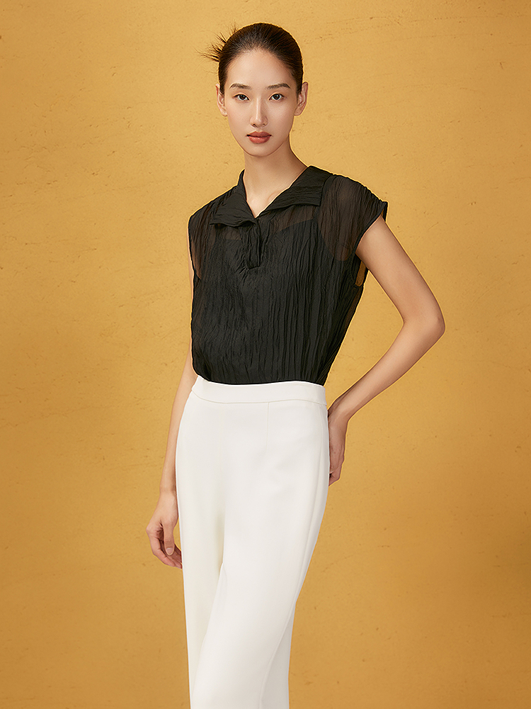 SongofSong歌中歌2025冬季新品压褶薄纱新中式美学背心5C35504010