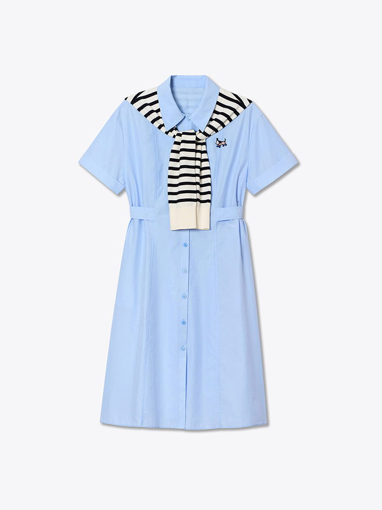 ToyzY2025夏季刺绣披肩衬衫连衣裙ZC35205340