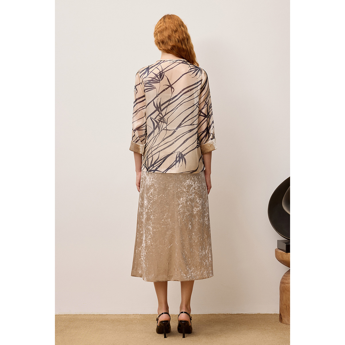 OBBLIGATO奥丽嘉朵2025秋季新品新中式雅韵竹纹印花盘扣上衣1C35330060