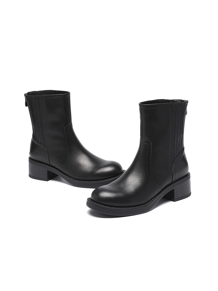 XII BASKET十二篮专选25年冬季简约百搭牛皮切尔西毛里短靴7C65592030