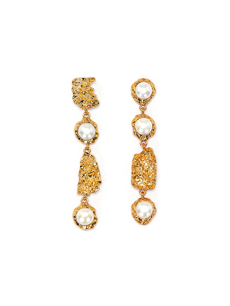 SongofSong歌中歌24春金色浮雕感淡水珍珠耳环5C34194040