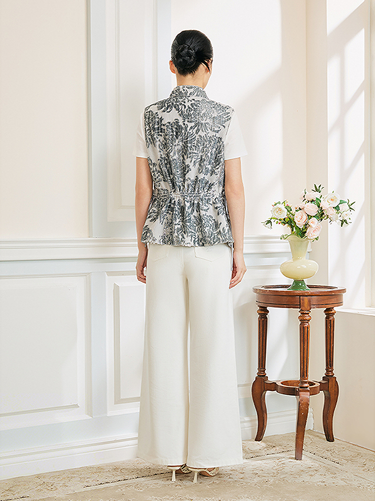 Song of Song歌中歌2026春季新款国风立领银光奢感马甲5C36101015