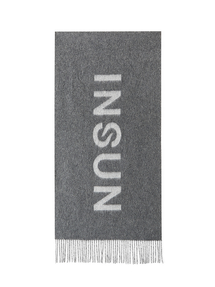 INSUN恩裳2025冬季简约百搭绵羊毛流苏披肩围巾9C35590010