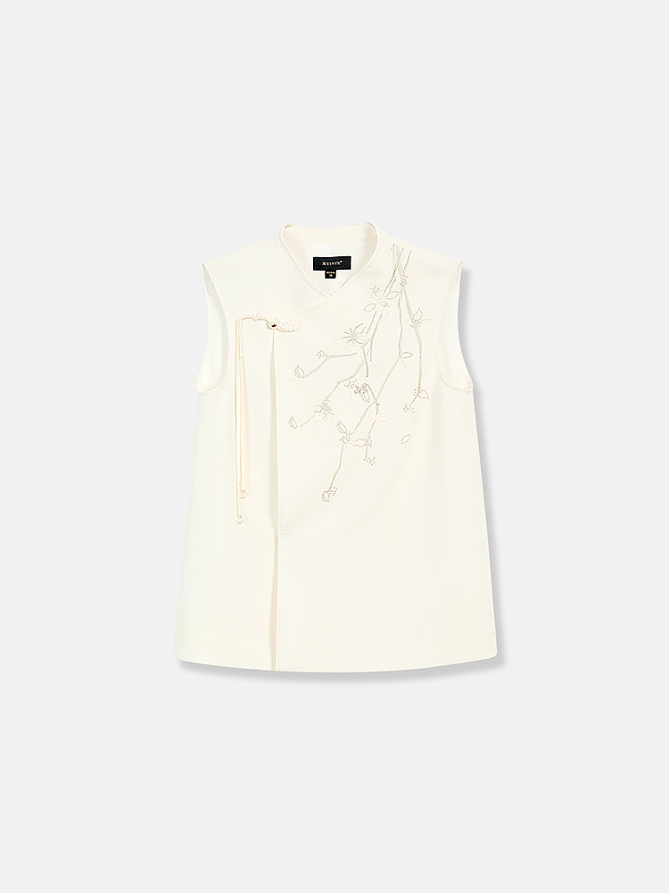 【新中式】YINER音儿2026夏季新款优雅斜襟盘扣重工刺绣H型马甲8236201418