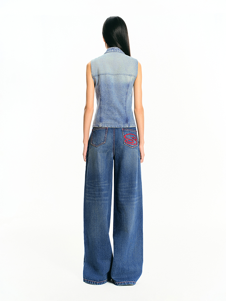 SALT.P可颜 2026春季新款复古蓝收腰牛仔马甲AC36101030