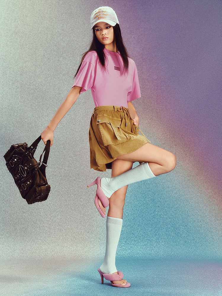 SALT.P可颜 2026夏季新款玫瑰粉收腰T恤AC36260140