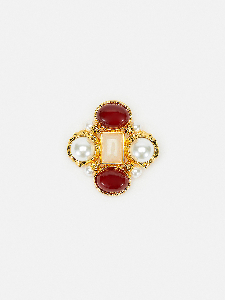 Song of Song歌中歌2024冬季金色红玛瑙装饰精致胸针5C34594030