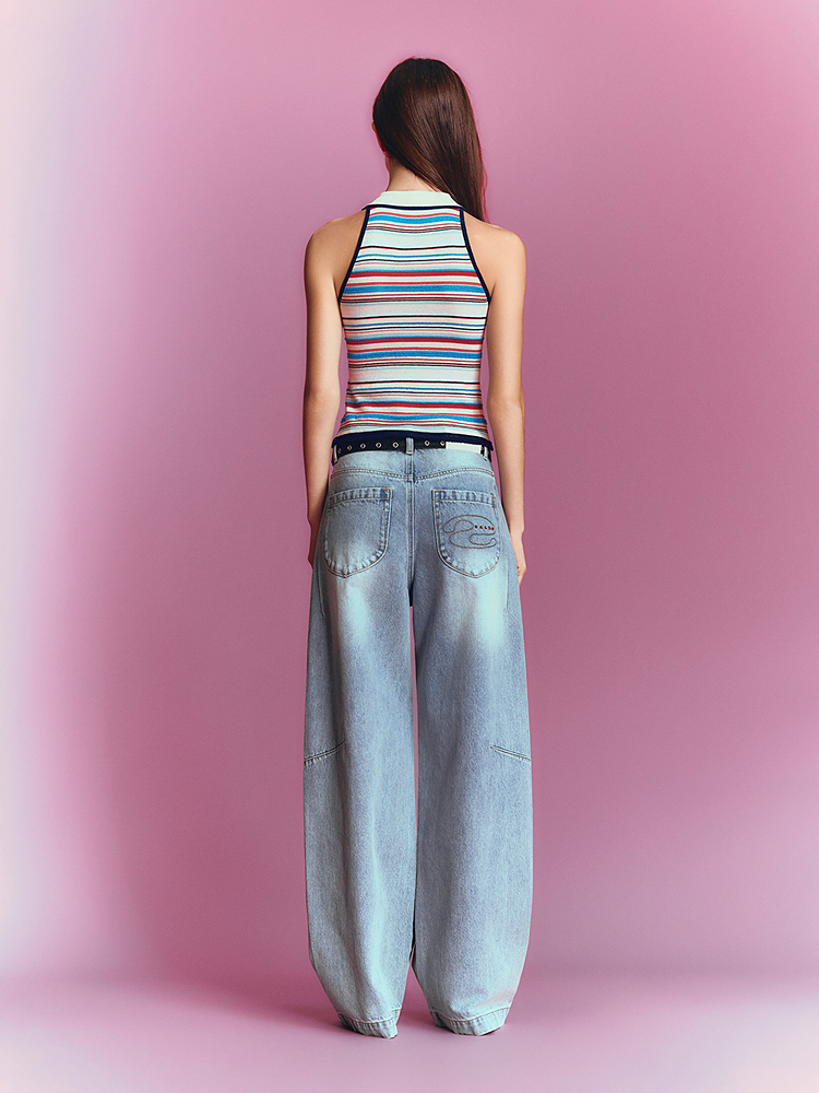 SALT.P可颜 2026夏季新款间色条纹天丝针织衫AC36206160