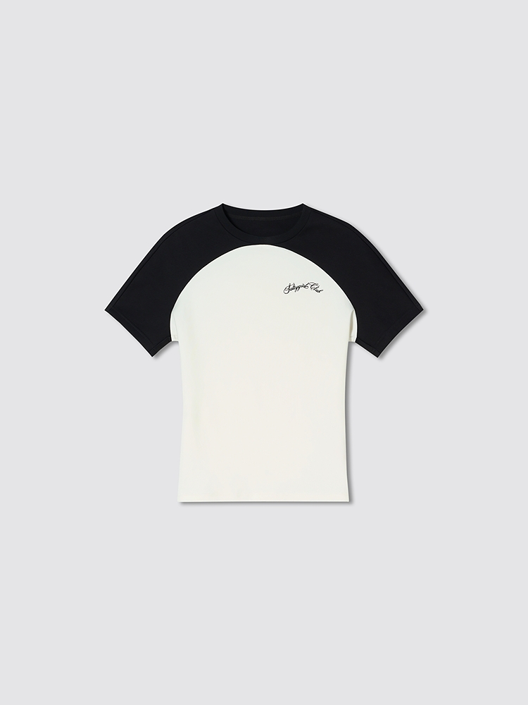 SALT.P可颜 2026夏季新款撞色弧形插肩袖T恤AC36260030