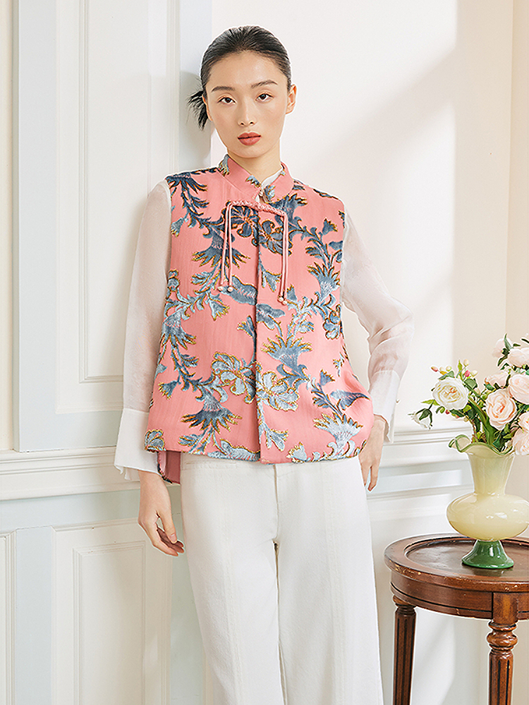 Song of Song歌中歌2026春季新品淡粉色提花马甲上衣5C36108020