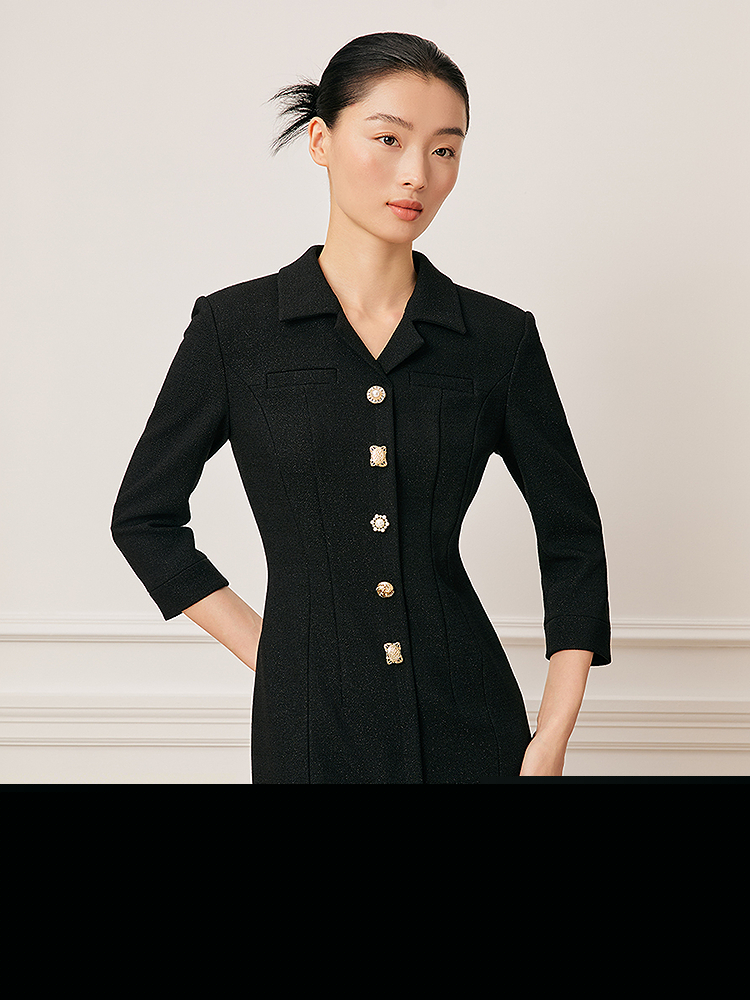 Song of Song歌中歌2026春季新款修身通勤衬衫领三醋酸连衣裙5C36105540