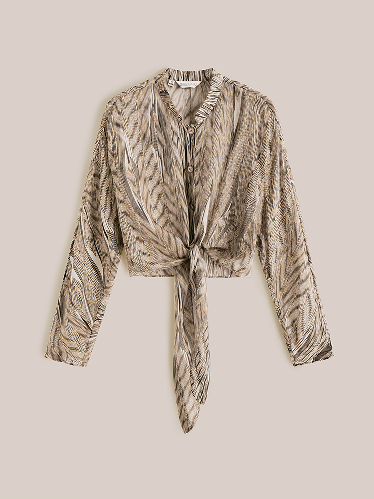 OBBLIGATO奥丽嘉朵2026夏季新款驼色印花衬衫1C36230020