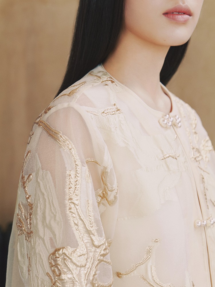 OBBLIGATO奥丽嘉朵2026早秋新款新中式盘扣钉珠圆领薄款上衣外套1C36310130