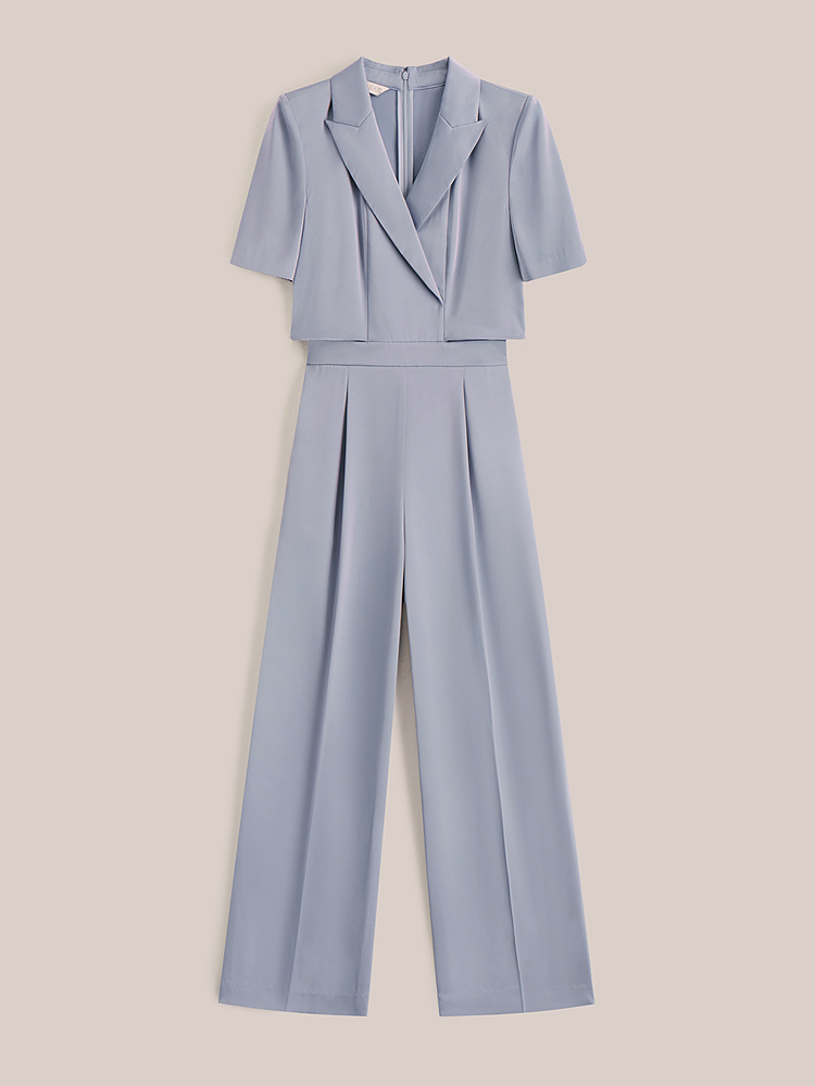 OBBLIGATO奥丽嘉朵专选2025夏季新品假两件西装领阔腿高腰连体裤1C65202180