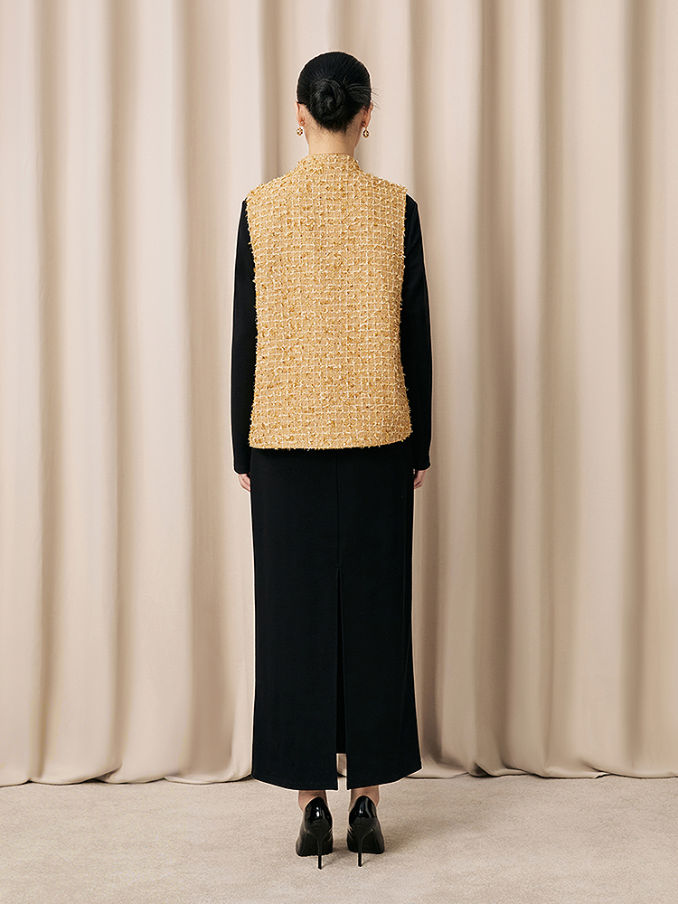 【鎏金织梦】Song of Song歌中歌2026春季新款金属丝花纱马甲外套5C36101190