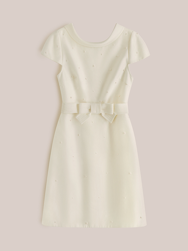 OBBLIGATO奥丽嘉朵2026夏季新款手工钉珠蝴蝶结腰带优雅连衣裙1C66205180