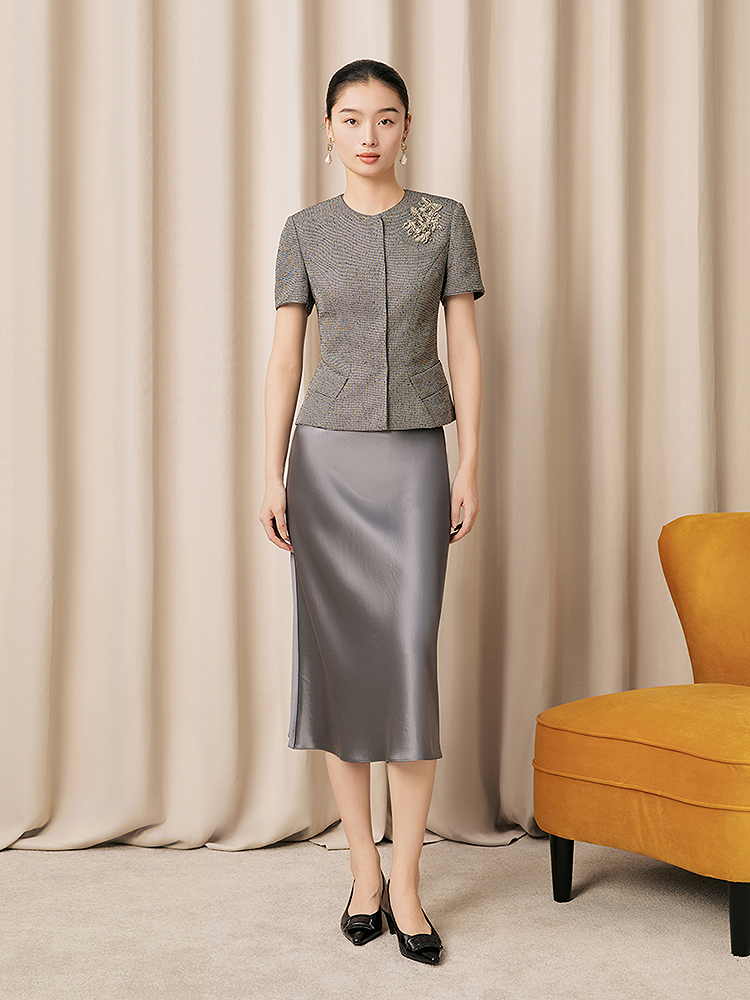 【绞综工艺】Song of Song歌中歌2026夏季新款奢感收腰钉珠外套5C36210150