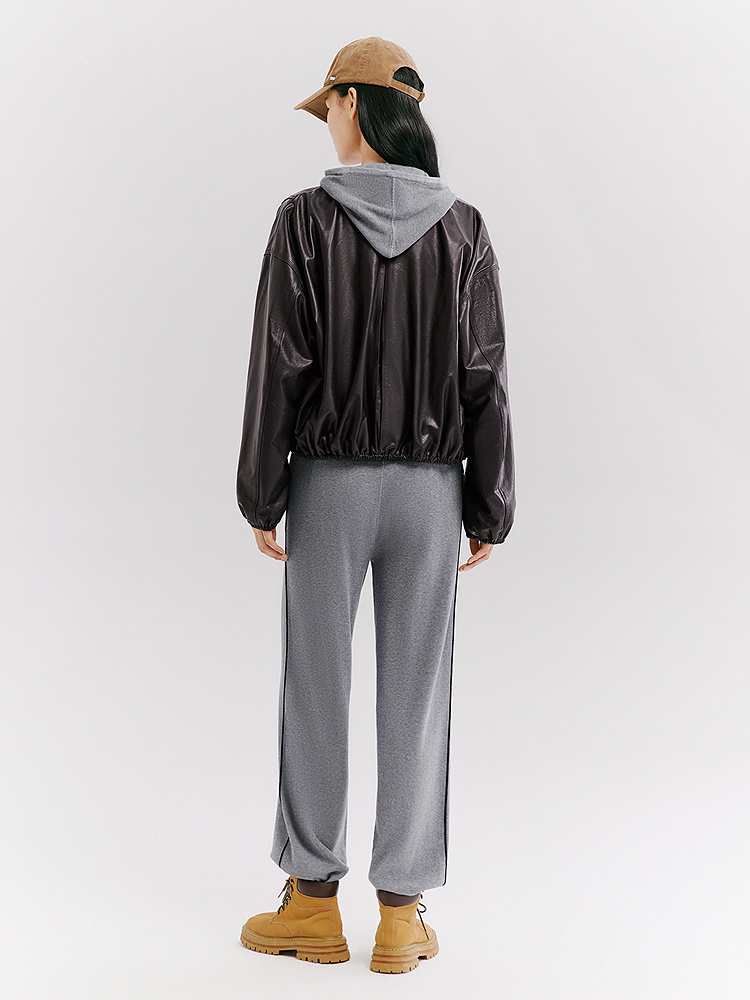 XII BASKET十二篮26春新款黑色羊皮夹克女酷飒机车风气质短款真皮衣外套7C36109030