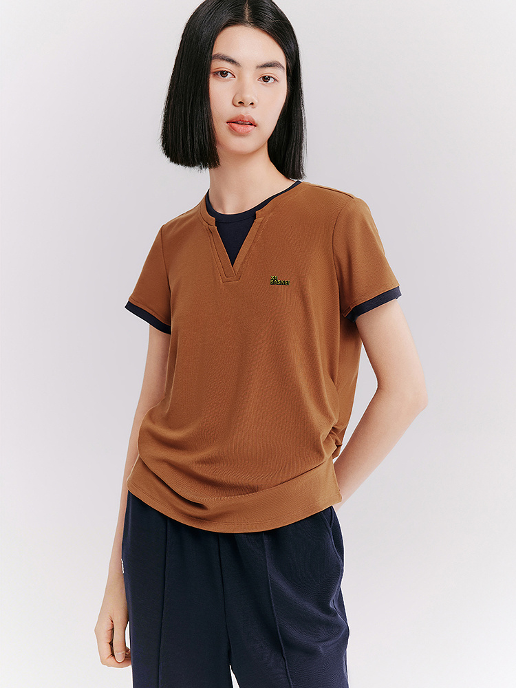 XII BASKET十二篮26夏新款透气撞色假两件V领针织衫7C36260190