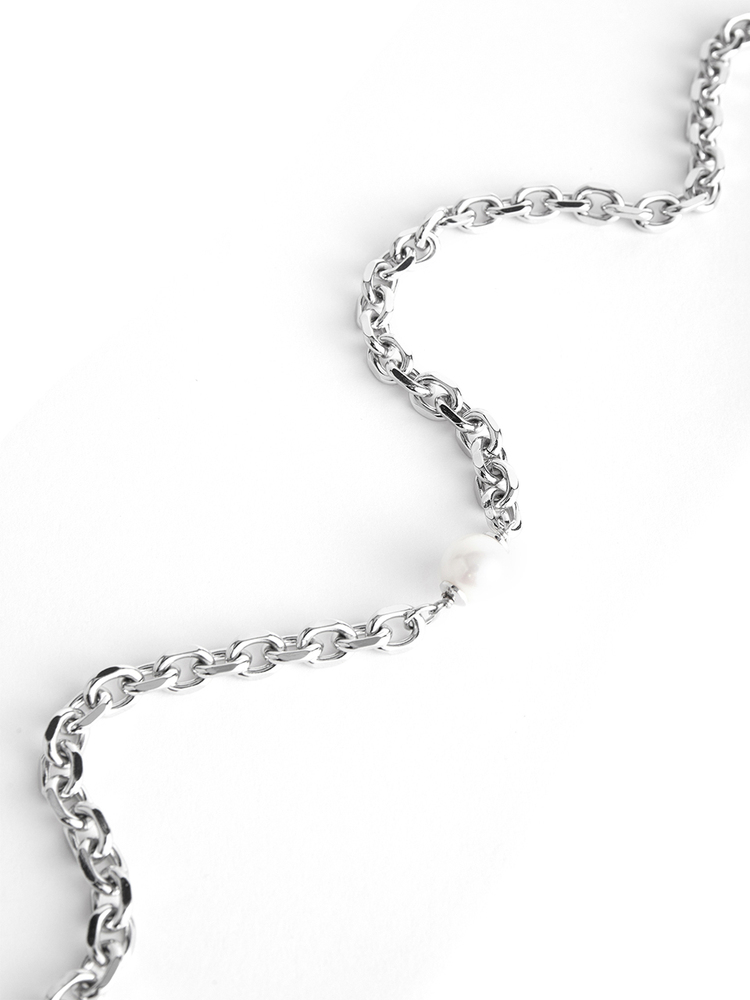 INSUN恩裳2024夏装时尚银色金属项链锁骨链9C34296020