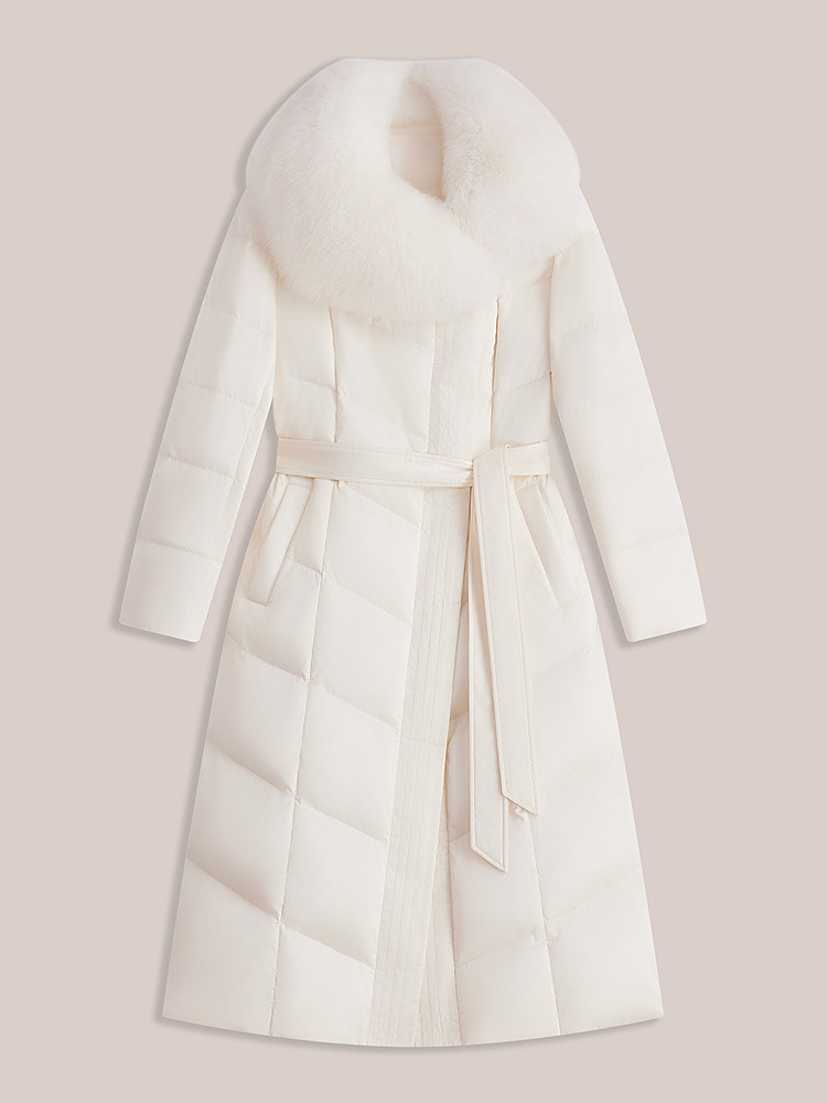 OBBLIGATO奥丽嘉朵2026冬季新款狐狸毛领轻盈保暖白鹅绒羽绒服1C66508640
